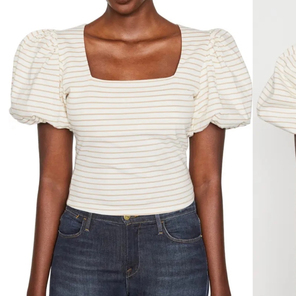 FRAME Nina Puff Sleeve Knit Top